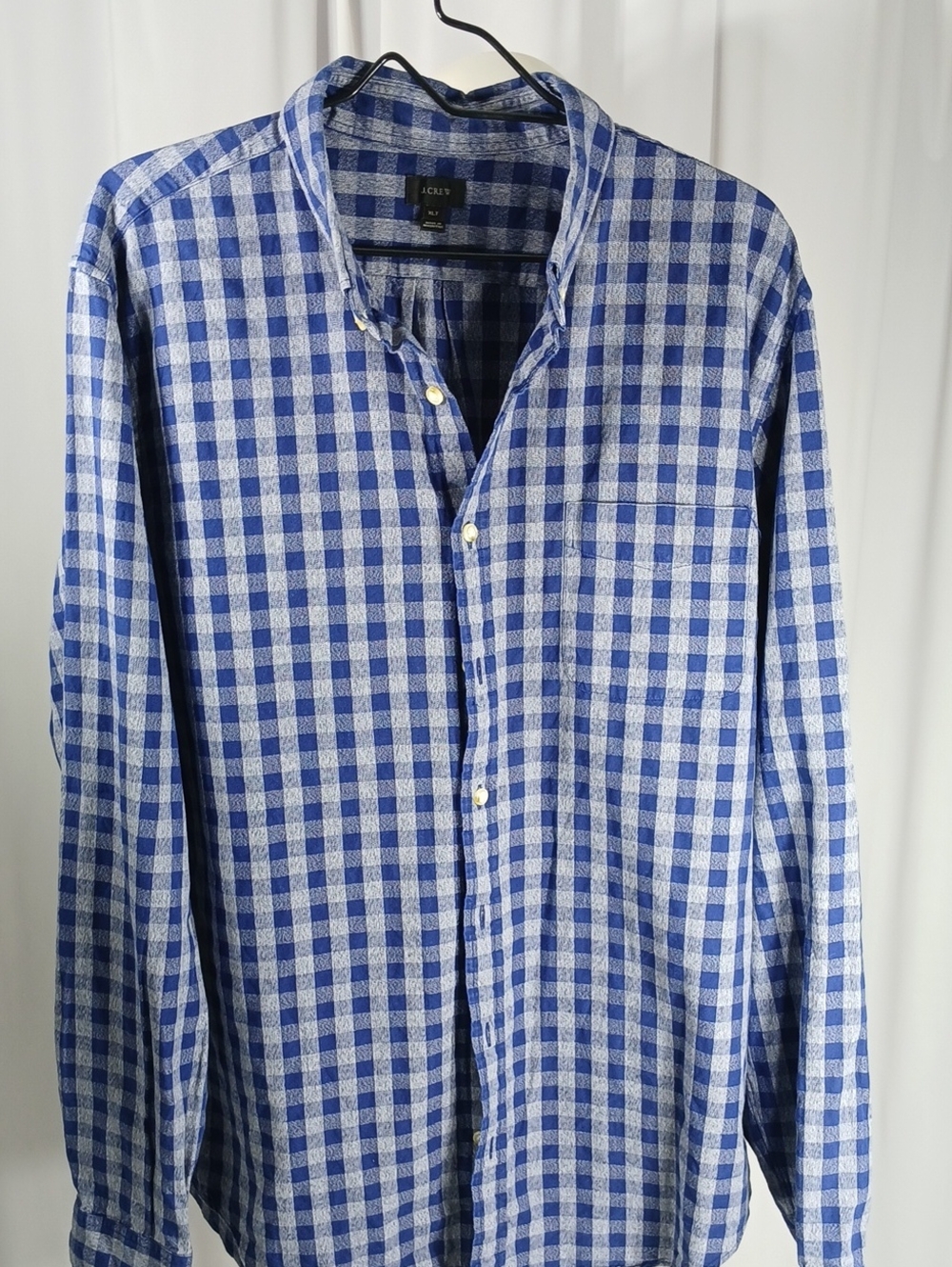J. Crew Blue and White Gingham Button-Down Shirt